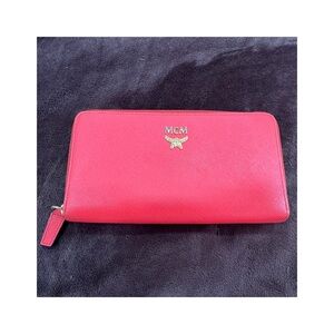 MCM Red Grained Leather Wallet